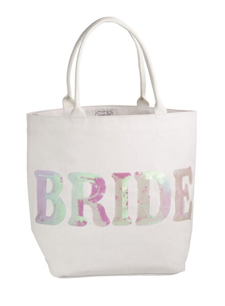 Mud Pie White Bride Sparkle Tote