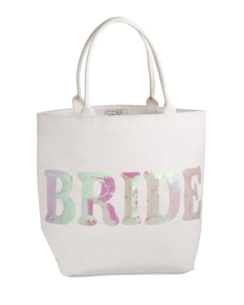 Mud Pie White Bride Sparkle Tote