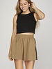 She&Sky Waist Elastic Knit Shorts With Leopard Contrast Tape