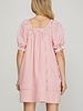 She&Sky Half Sleeve Woven Striped Mini Dress With Contrast Bow and Side Pockets