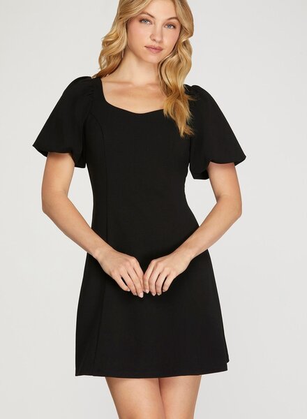 She&Sky Puff Short Sleeve Heavy Knit Dress