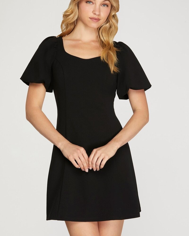 She&Sky Puff Short Sleeve Heavy Knit Dress