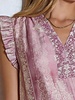 Current Air Ruffled Short Sleeve V-Neck Relaxed Fit Blouse