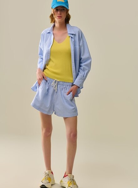 Q2 Blue and white striped shorts