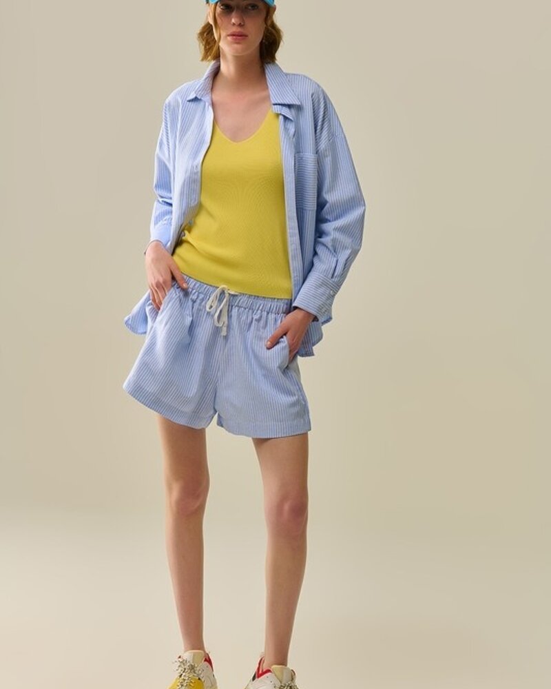 Q2 Blue and white striped shorts