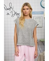 Blu Pepper Washed Extended Shoulder Knit T-Shirt