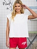 Blu Pepper Washed Extended Shoulder Knit T-Shirt