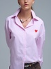 Q2 Pink Striped Shirt W/Heart Embroidery