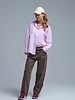 Q2 Pink Striped Shirt W/Heart Embroidery