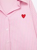 Q2 Pink Striped Shirt W/Heart Embroidery