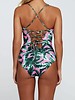Multi Leaf Colored One Piece Bathing Suit