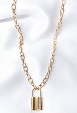 Gold lock necklace