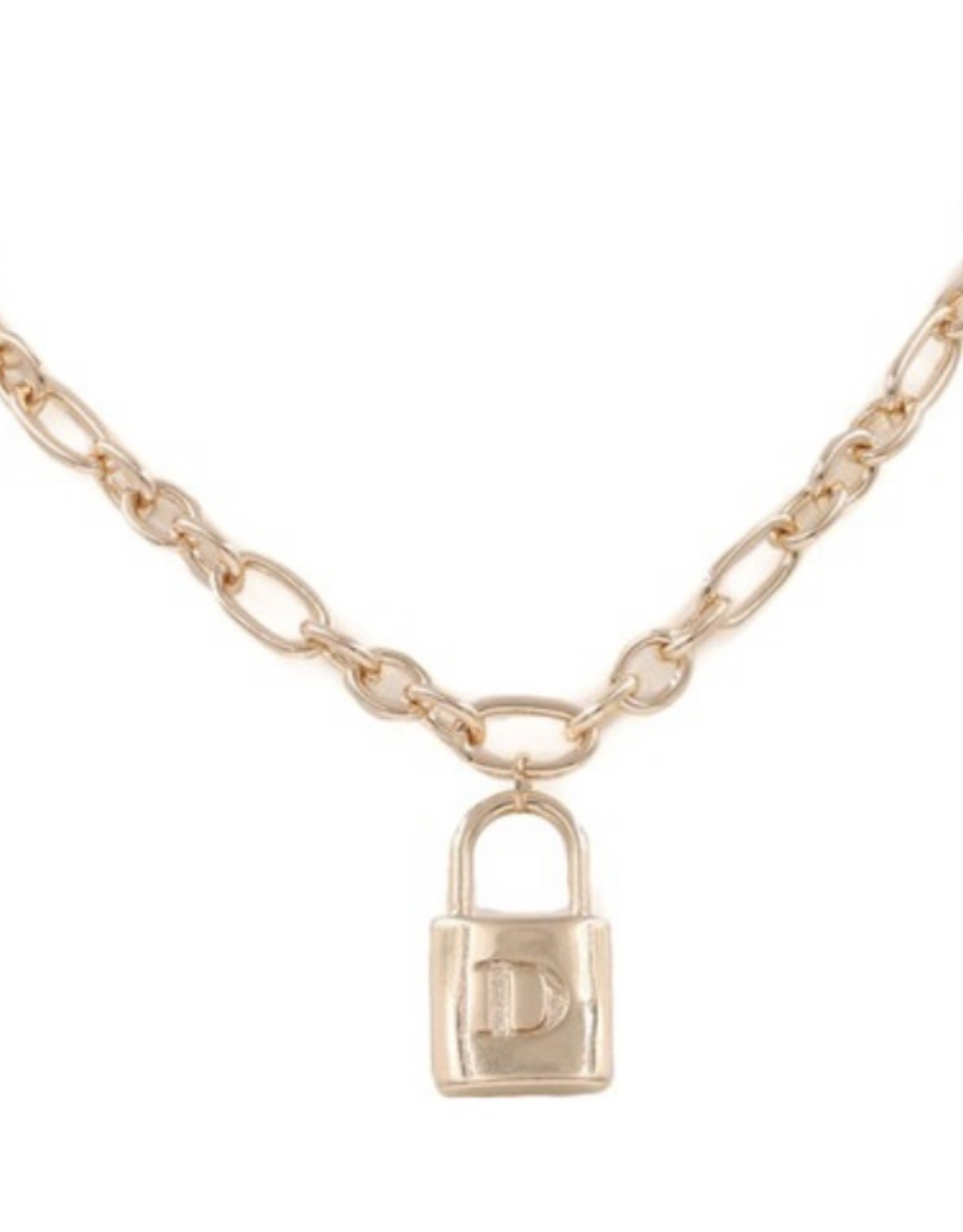 Metal lock pendant necklace
