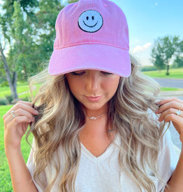 Smiley face hat pink
