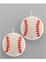 Baseball Crystal Suede Earrings