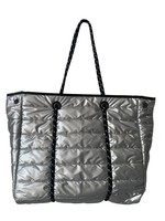 Ahdorned Puffy Tote W/Rope Straps