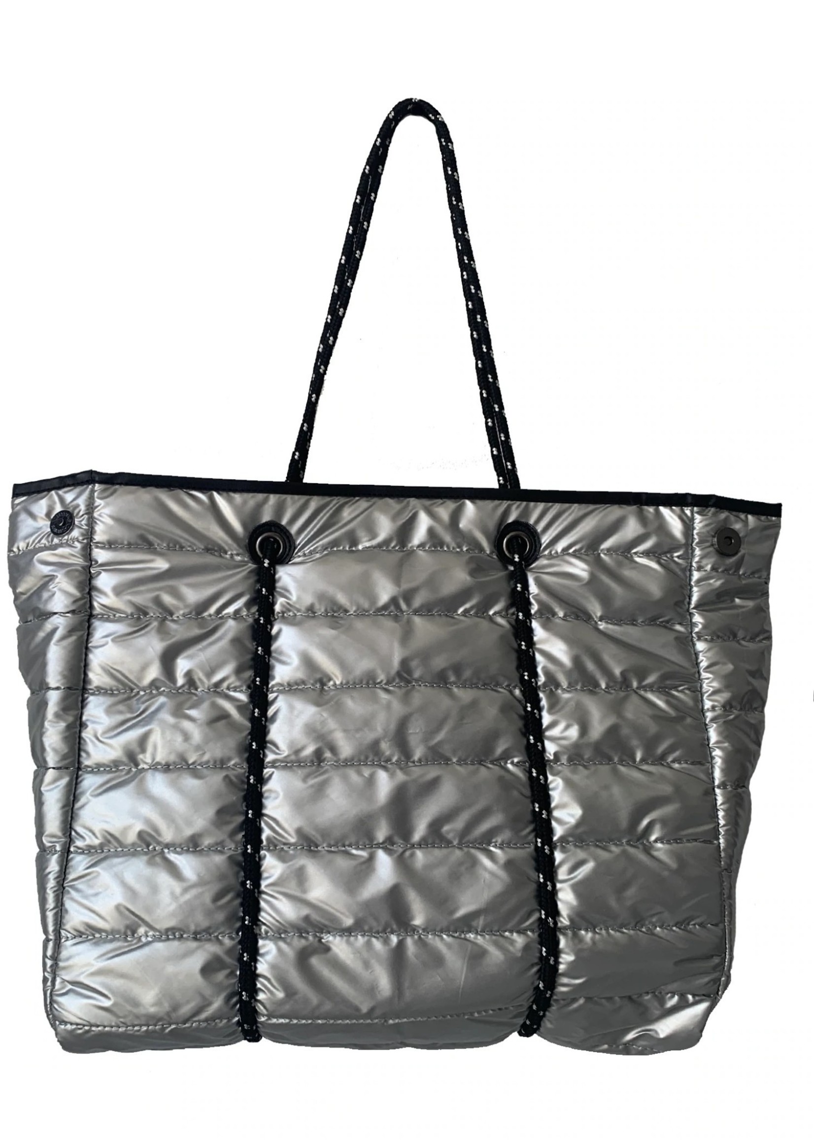 Ahdorned Puffy Tote W/Rope Straps