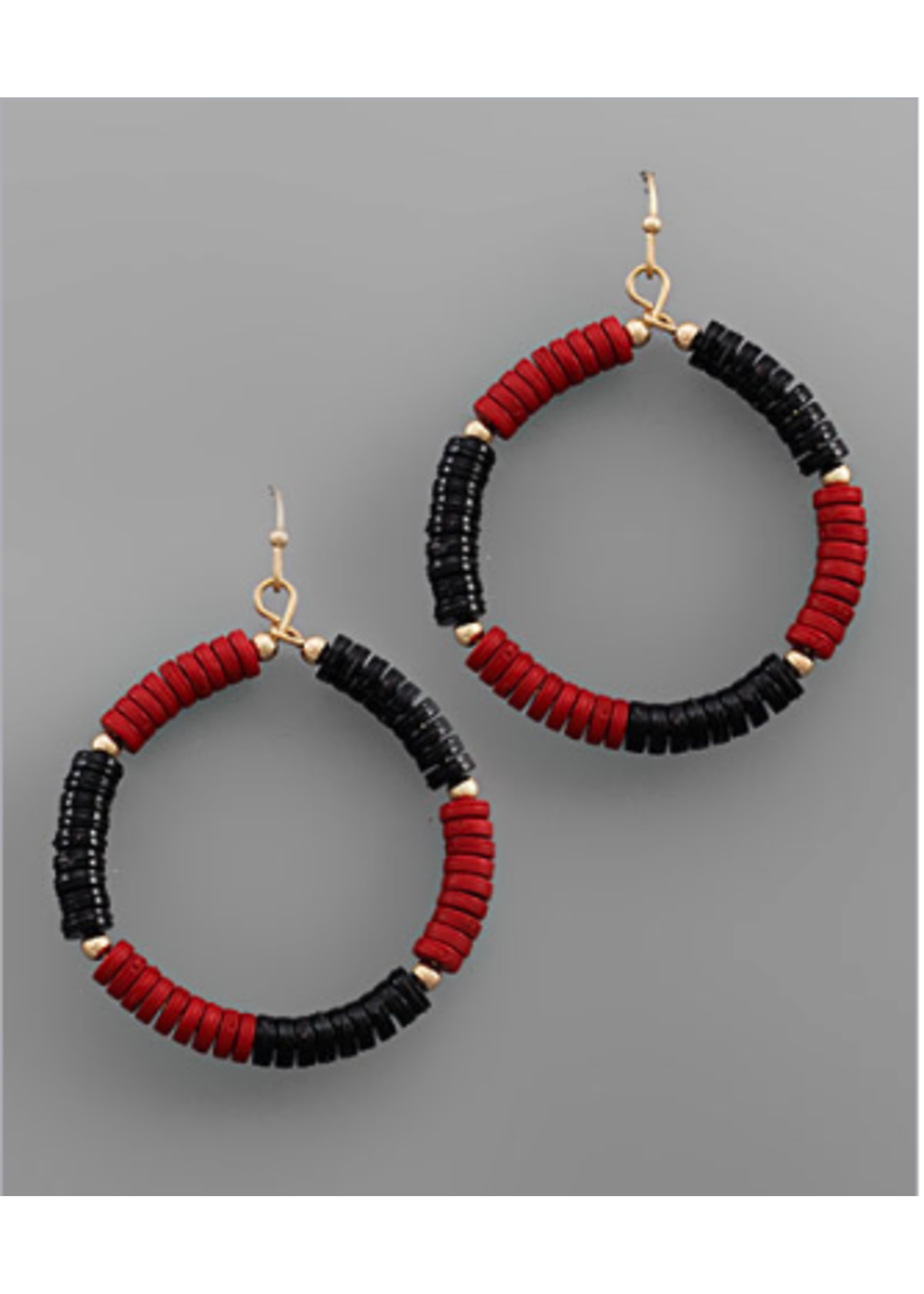 College Color Bead Circle Earrings