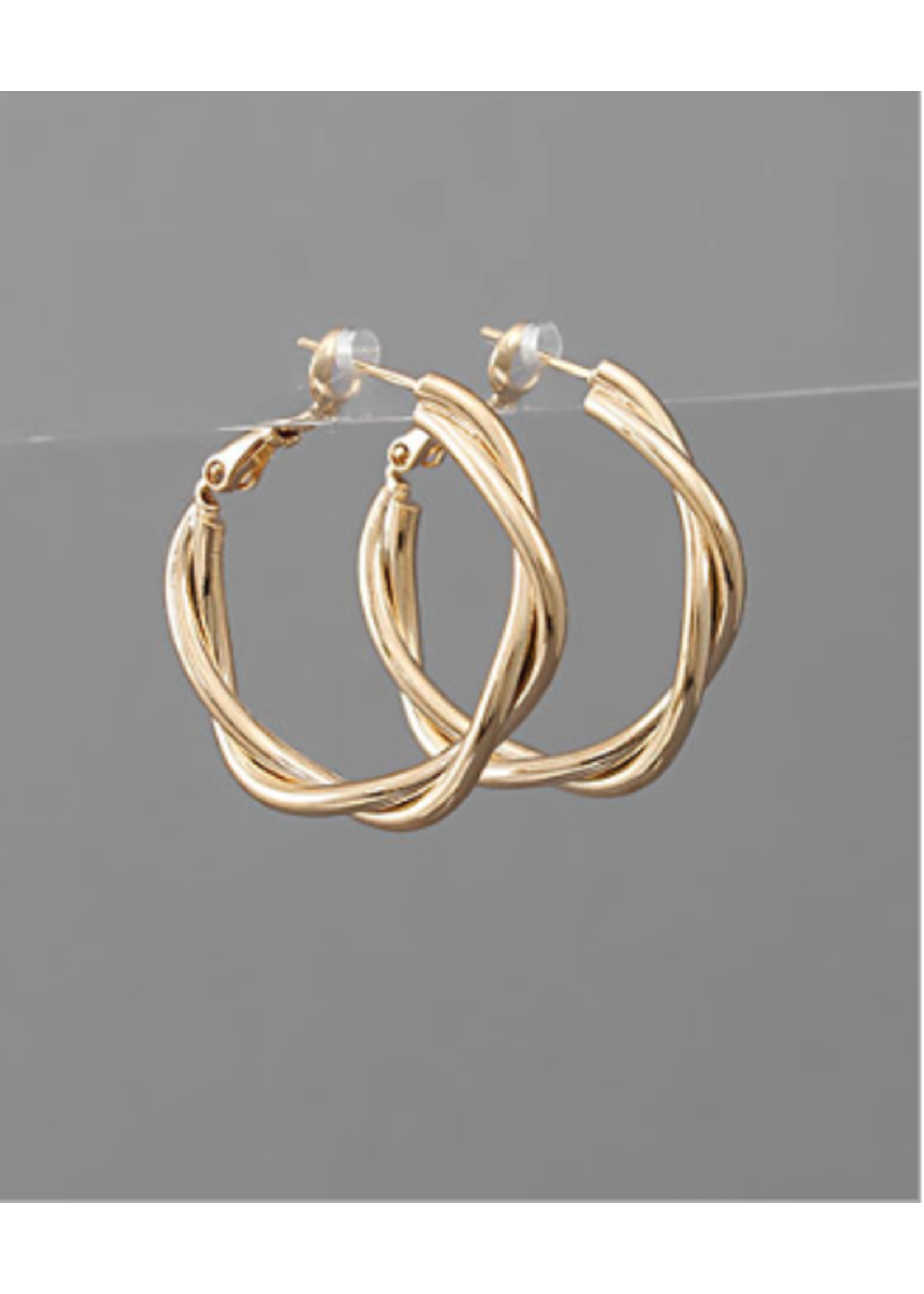 Gold 30mm 2 Row Twisted Hoops