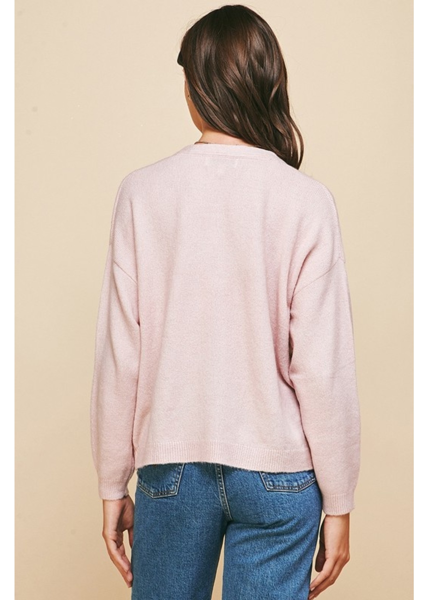 Deep Neck Long Sleeve Sweater