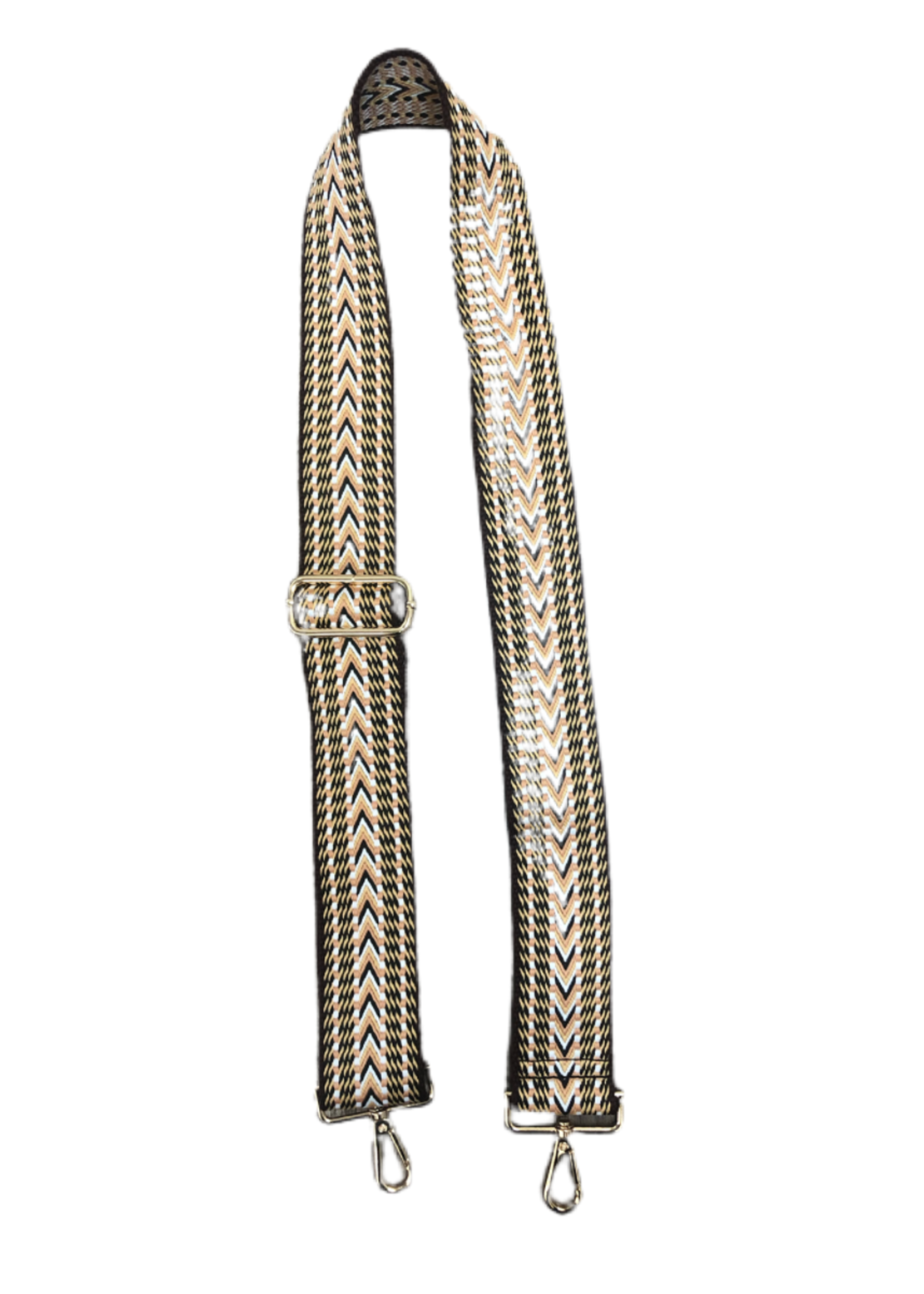 Ahdorned Embroidered Woven Bag Strap - Gold Hardware