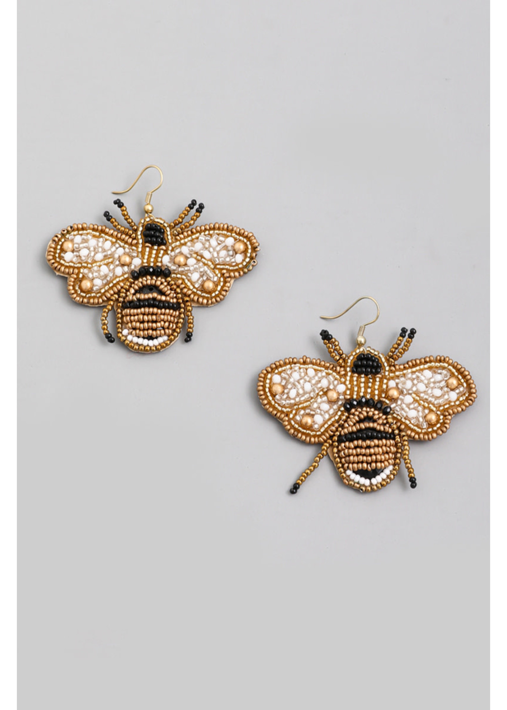 Boho Beaded Bee Drop Earrings