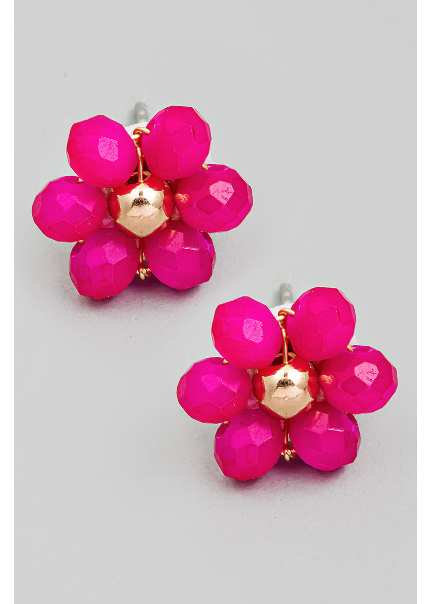 Mini Glass Bead Flower Stud Earrings