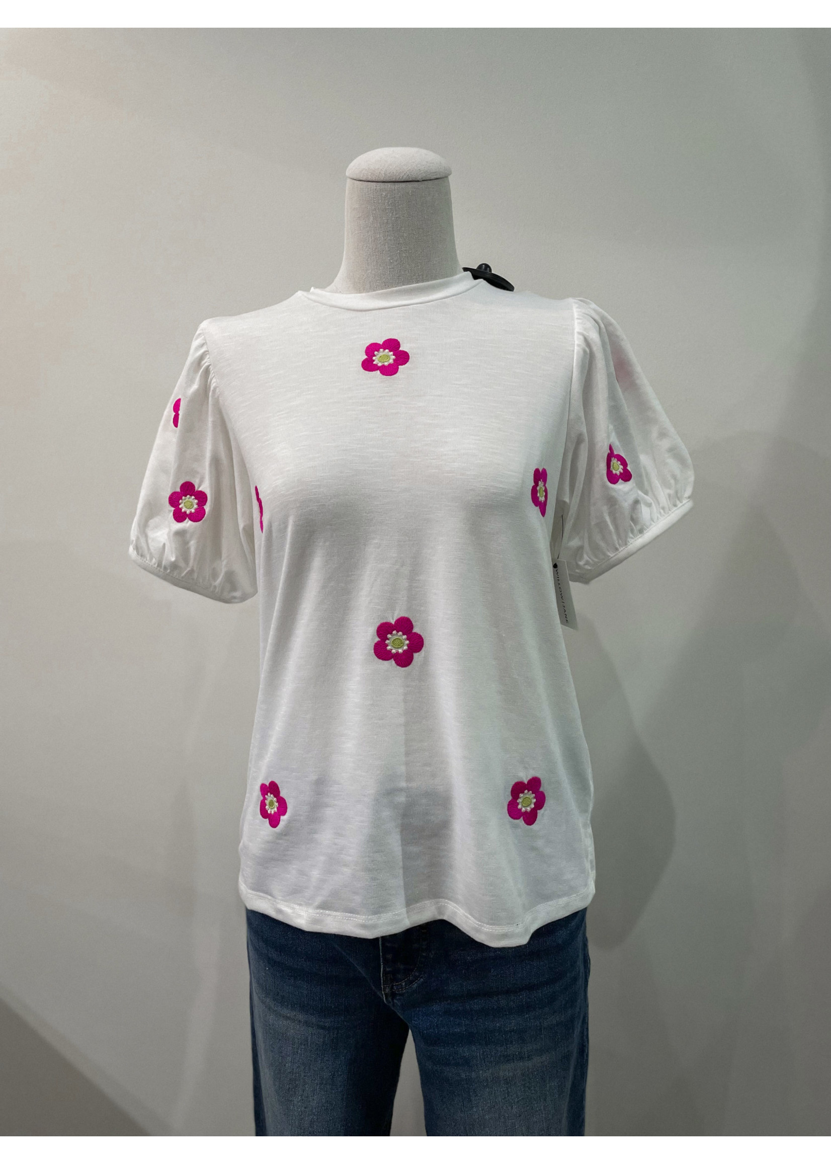 Embroidered Flower S/S Top