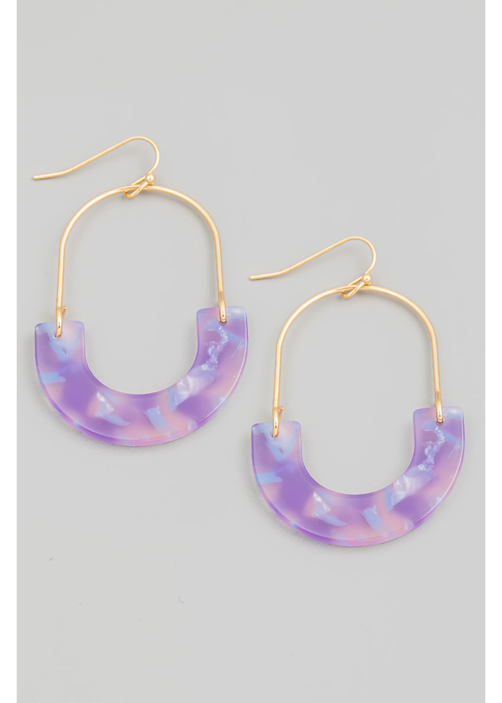 Acetate U Shape Drop Earrings - Lavender