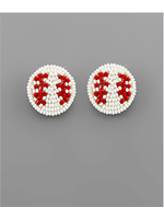 Seed Bead Baseball Stud Earrings