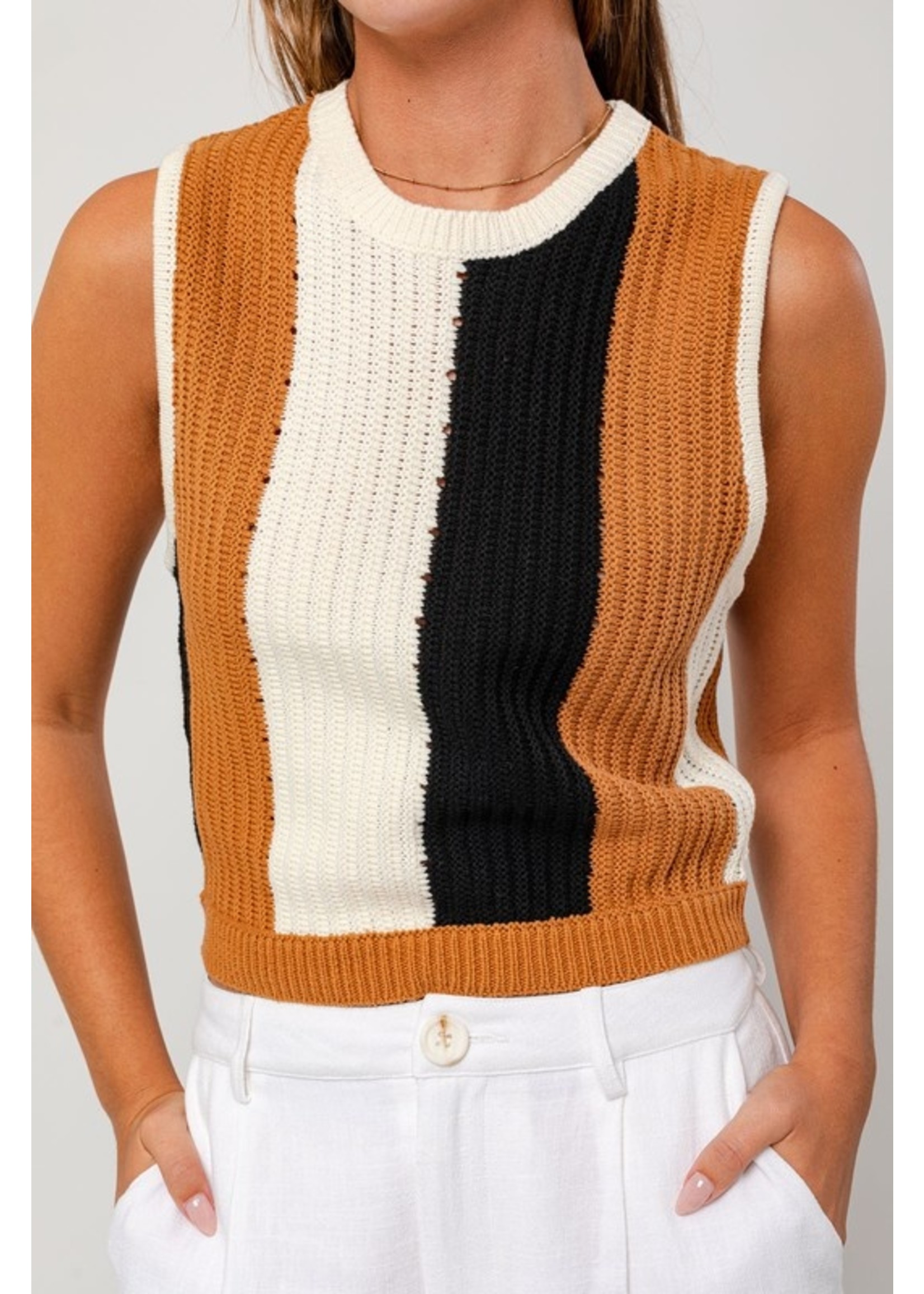 Vertical Stripe Sweater Top
