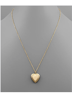 Textured Heart Locket Necklace