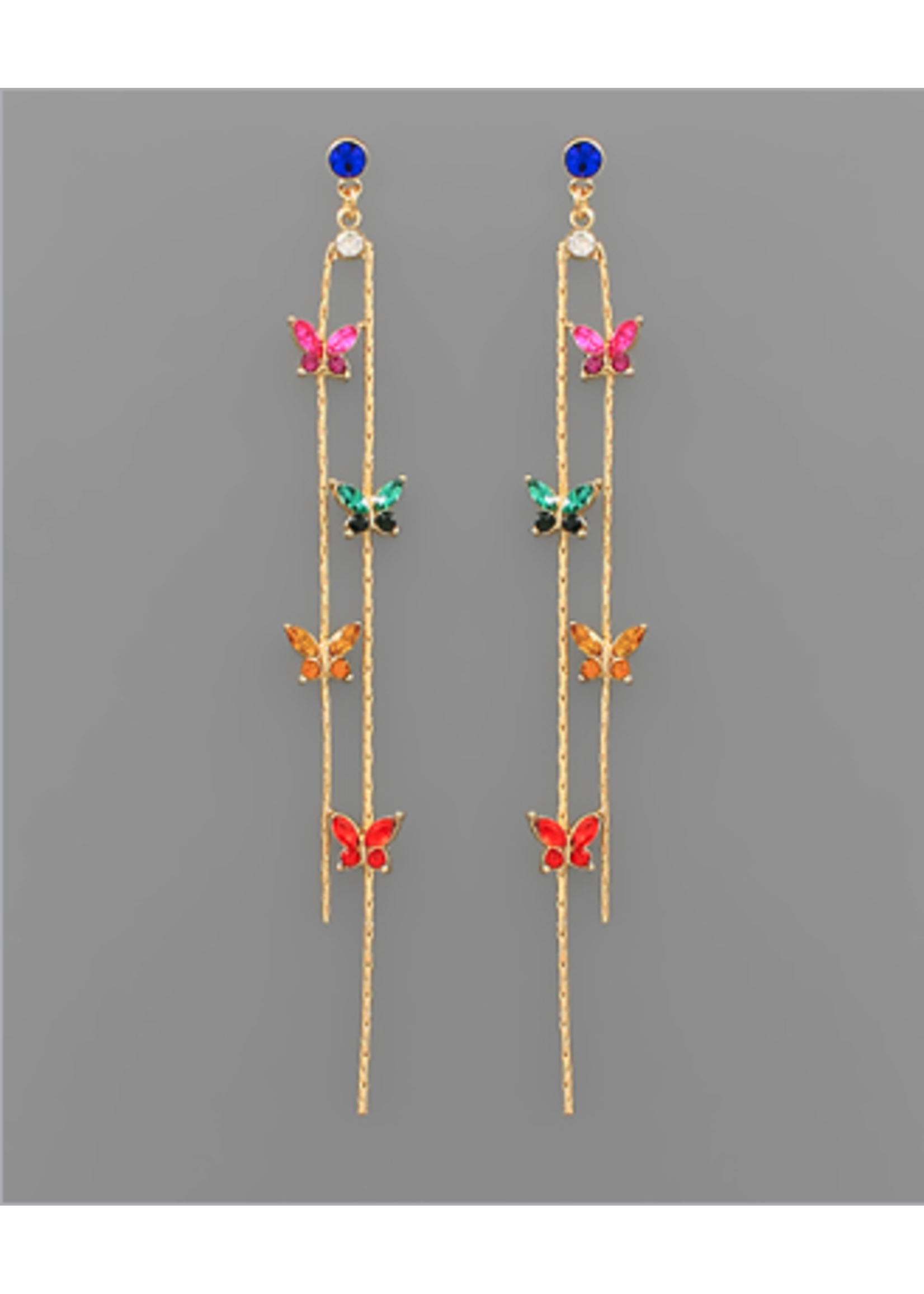 Butterfly Crystal Chain Drop Earrings