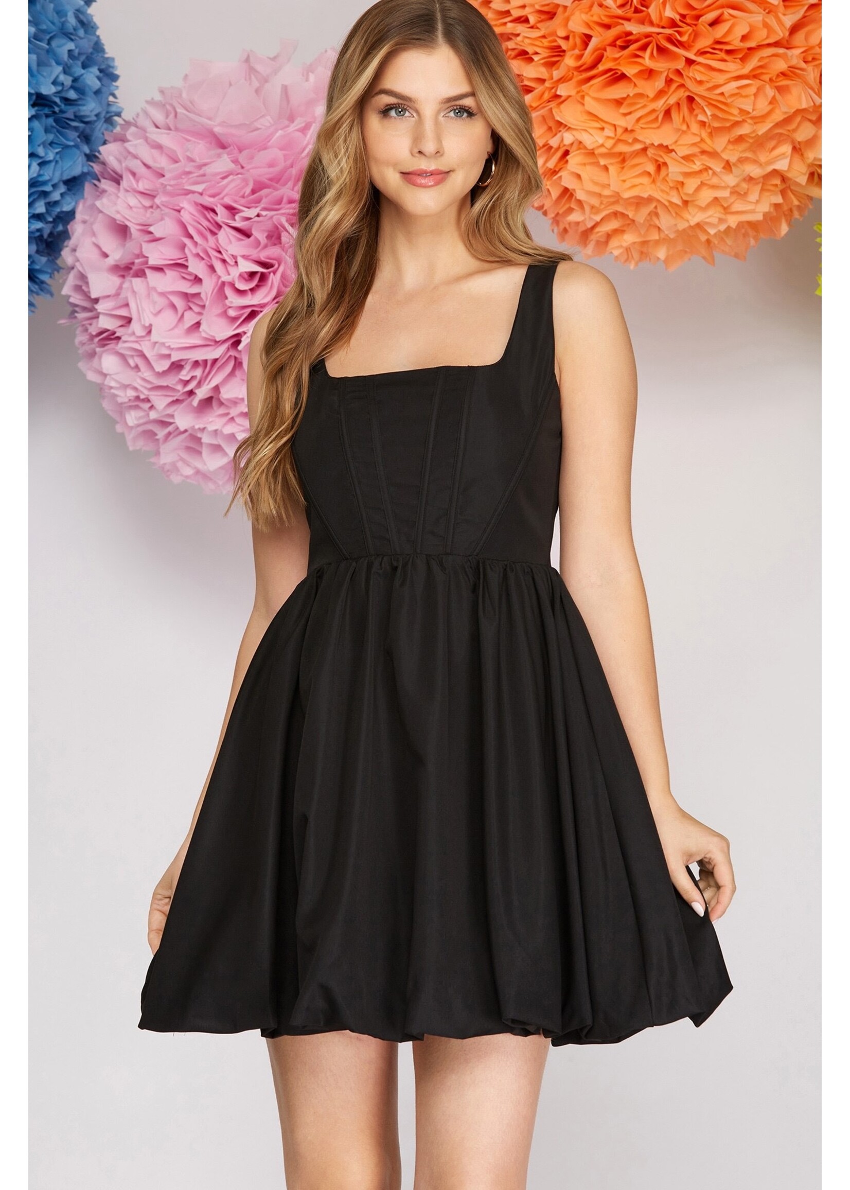 Bustier Bubble Hem Woven Dress