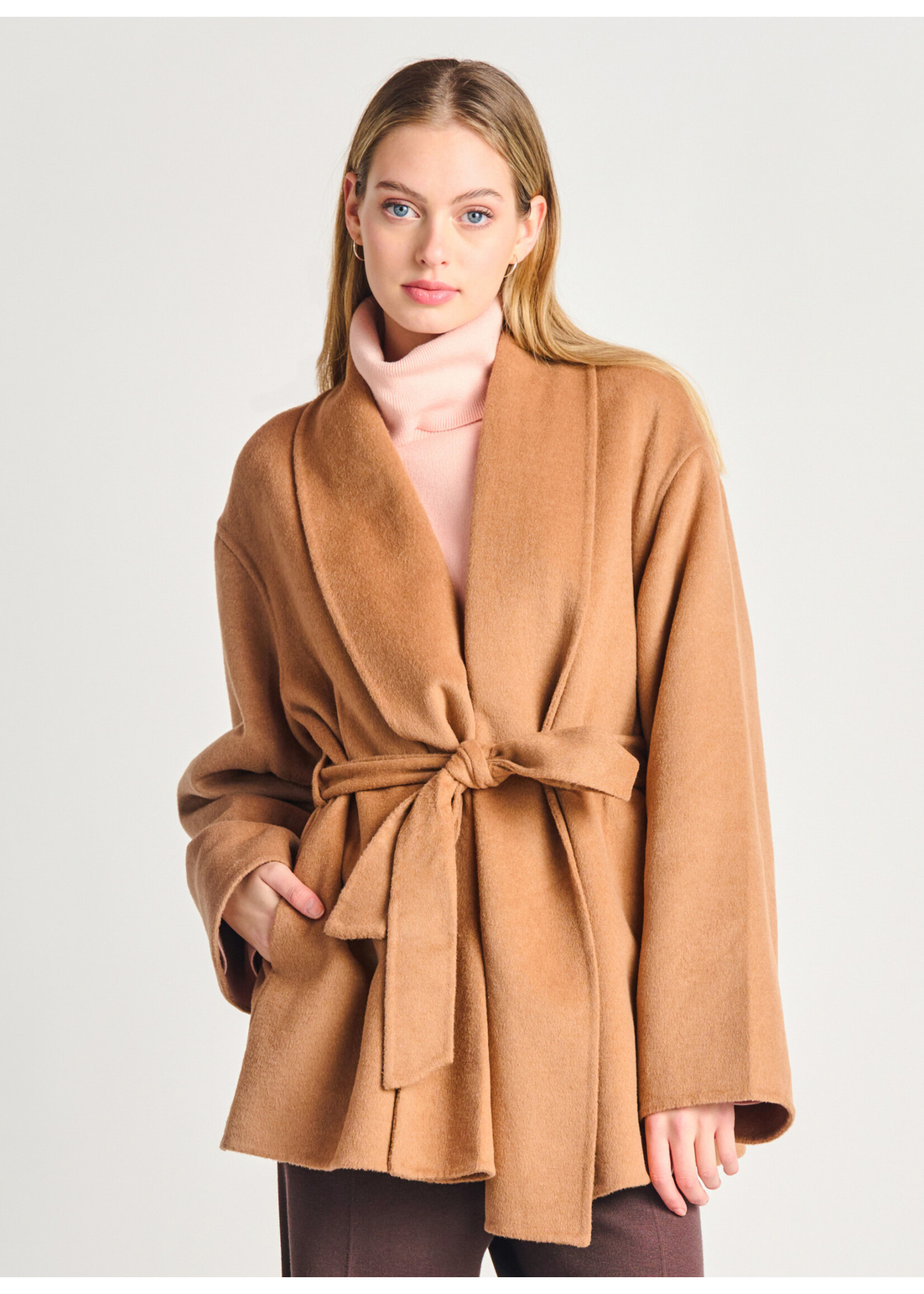 Belted Shawl Collar Coat - Willow Jane