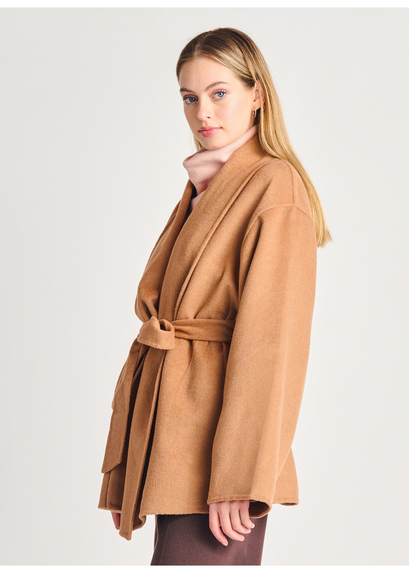 Belted Shawl Collar Coat - Willow Jane