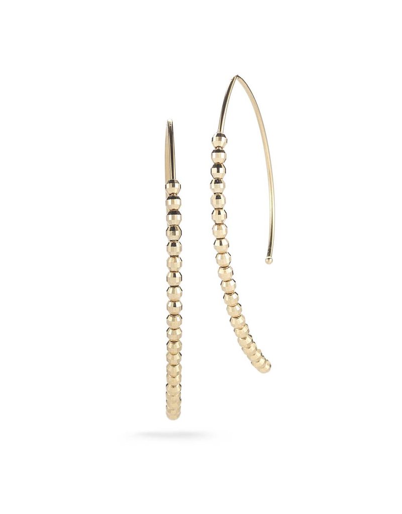 Mizuki 14K Beaded Open Hoop Earrings Saffron Jewelry