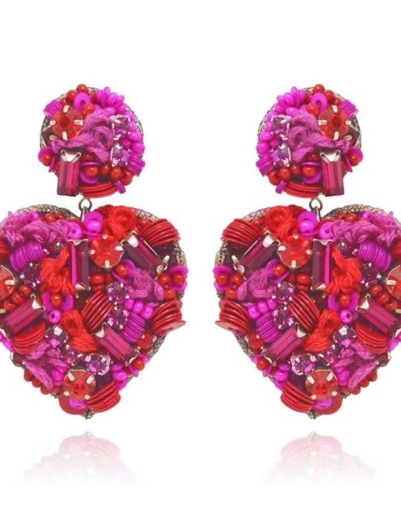 Sagrado Corazon Drop Earrings Fuchsia