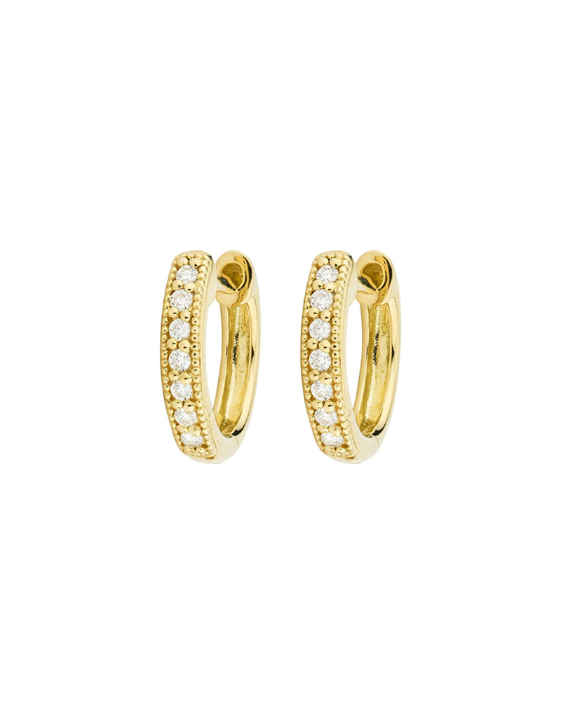 Yellow Gold Diamond Huggies Saffron Jewelry