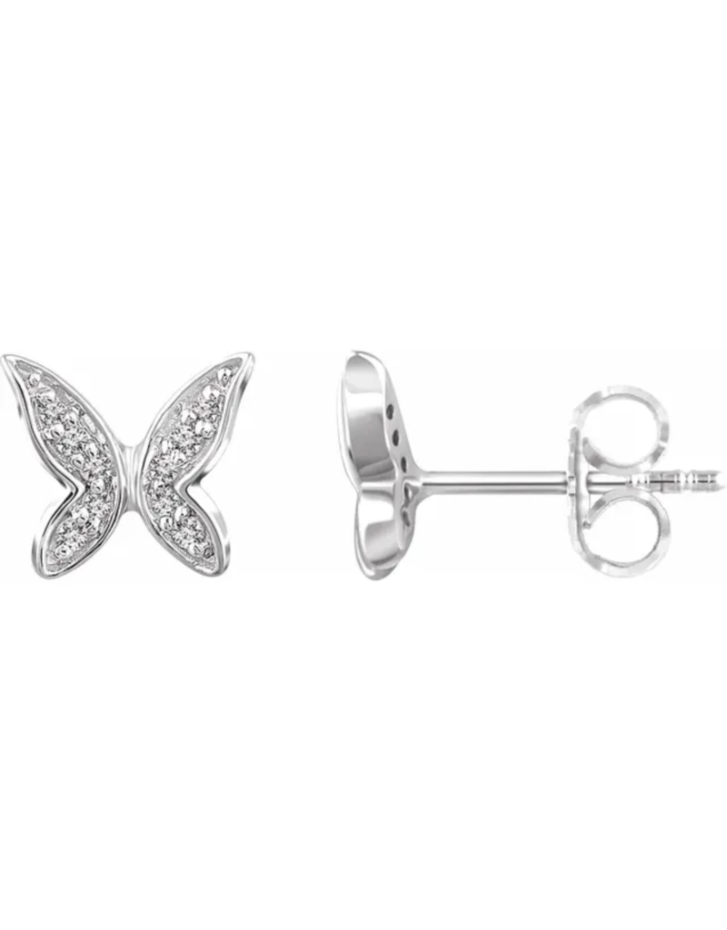 White Gold Diamond Butterfly Earrings - Saffron Jewelry