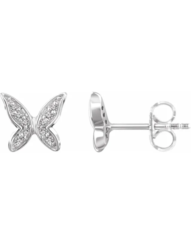 White Gold Diamond Butterfly Earrings Saffron Jewelry