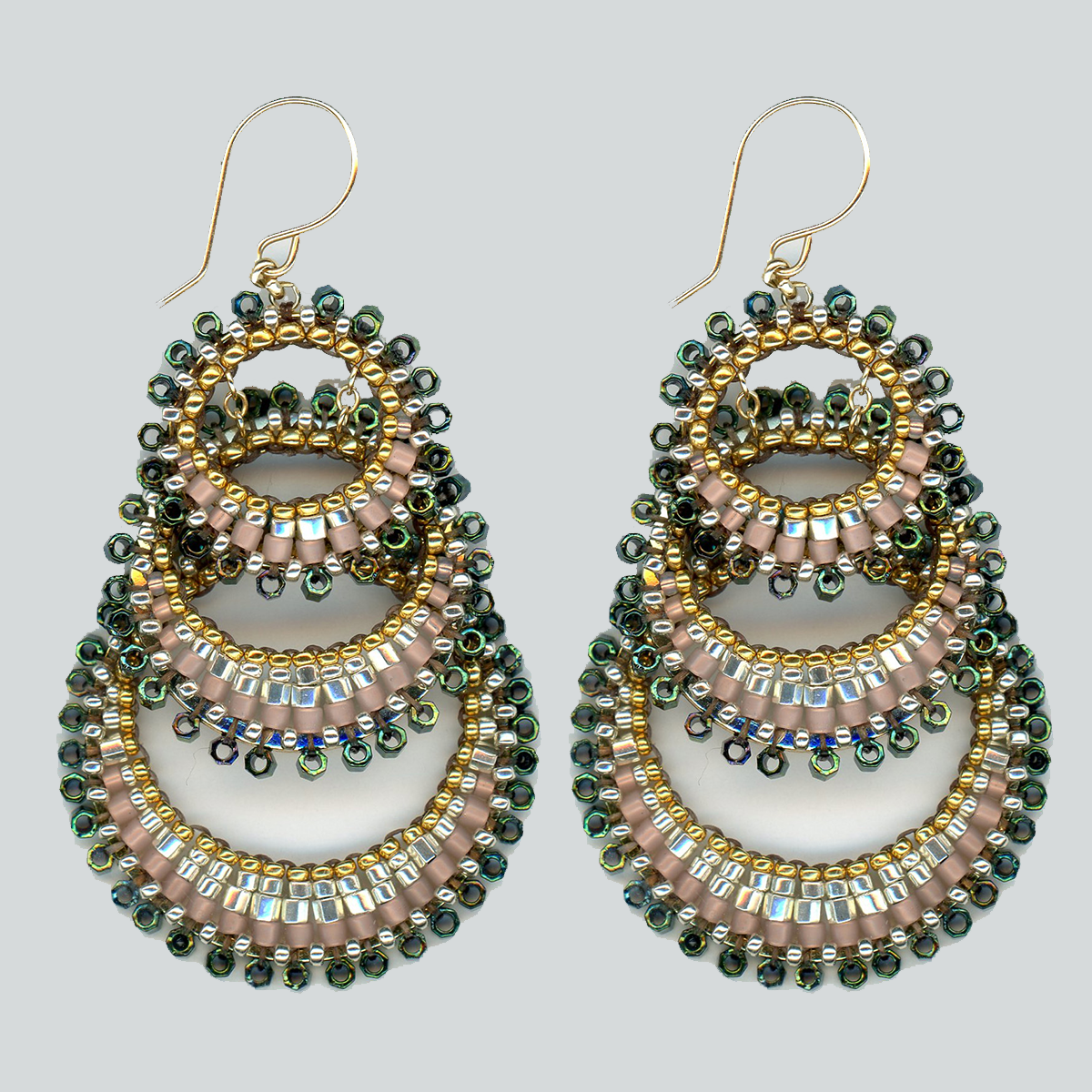 Three Tier Circle Earrings Saffron Jewelry