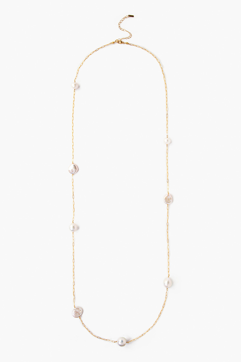 White Pearl Mix Chain Necklace - Saffron Jewelry