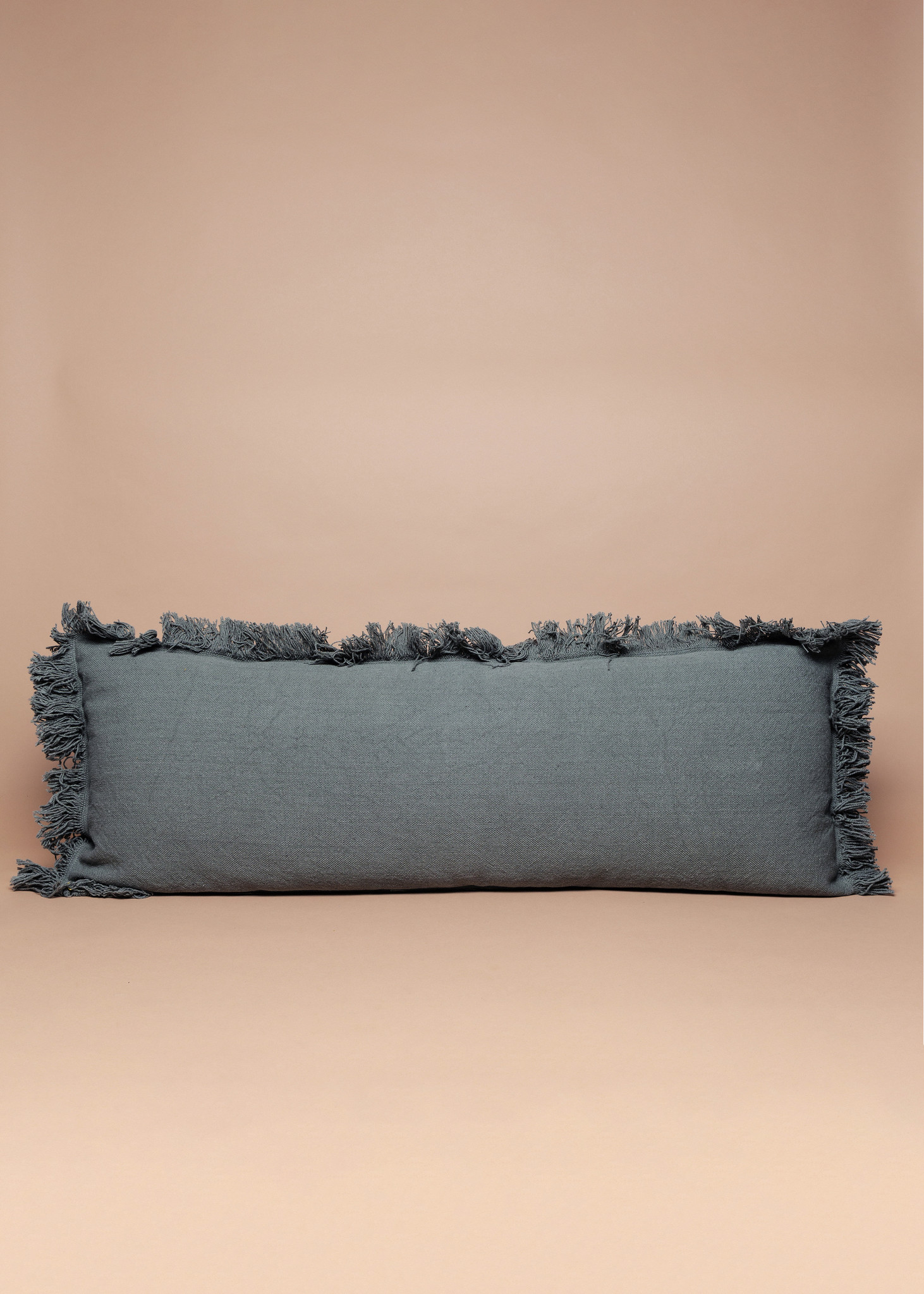 Green Cotton Fringe Lumbar Pillow Eskell Eskell