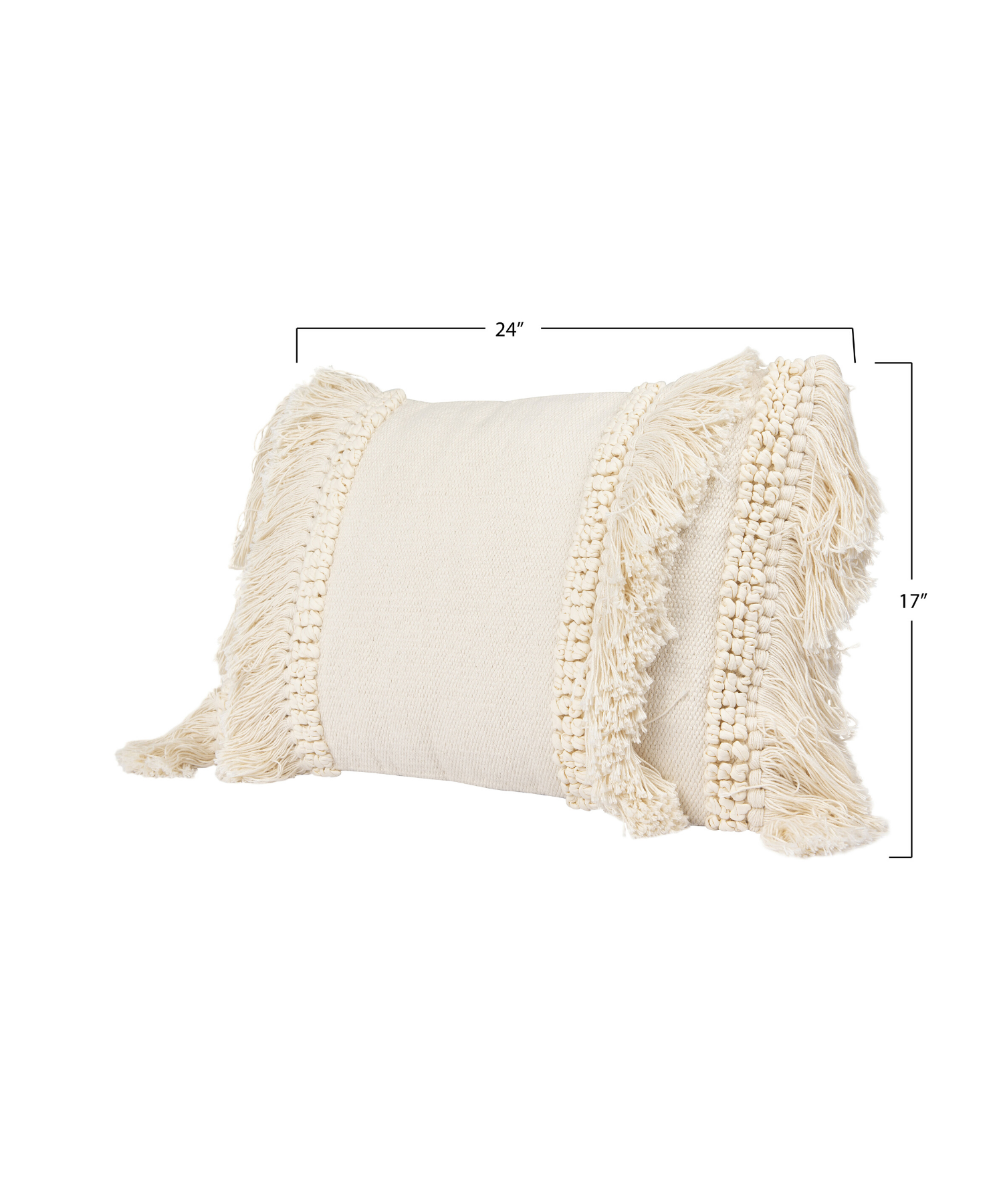 Chenille Lumbar Pillow with Fringe Eskell
