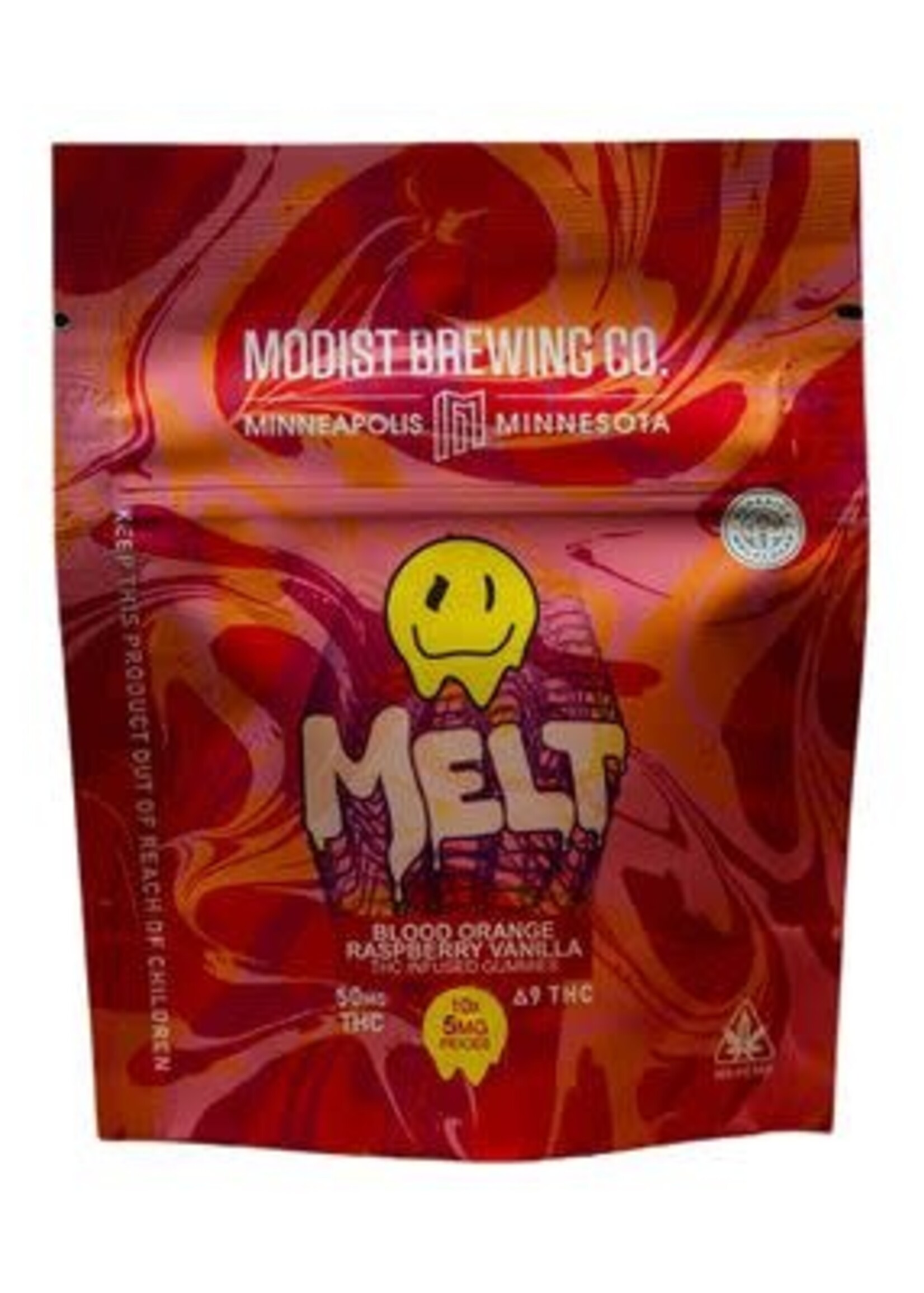 Modist Brewing Company Modist Melt Blood Orange Raspberry Vanilla THC Gummy 50mg (5mg/Gummy)