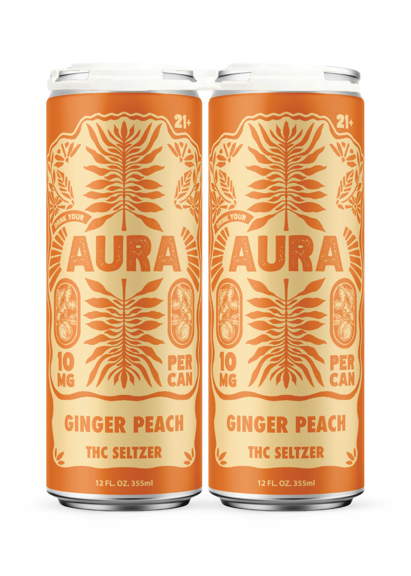 Aura Aura Ginger Peach 10mg THC 4 Can