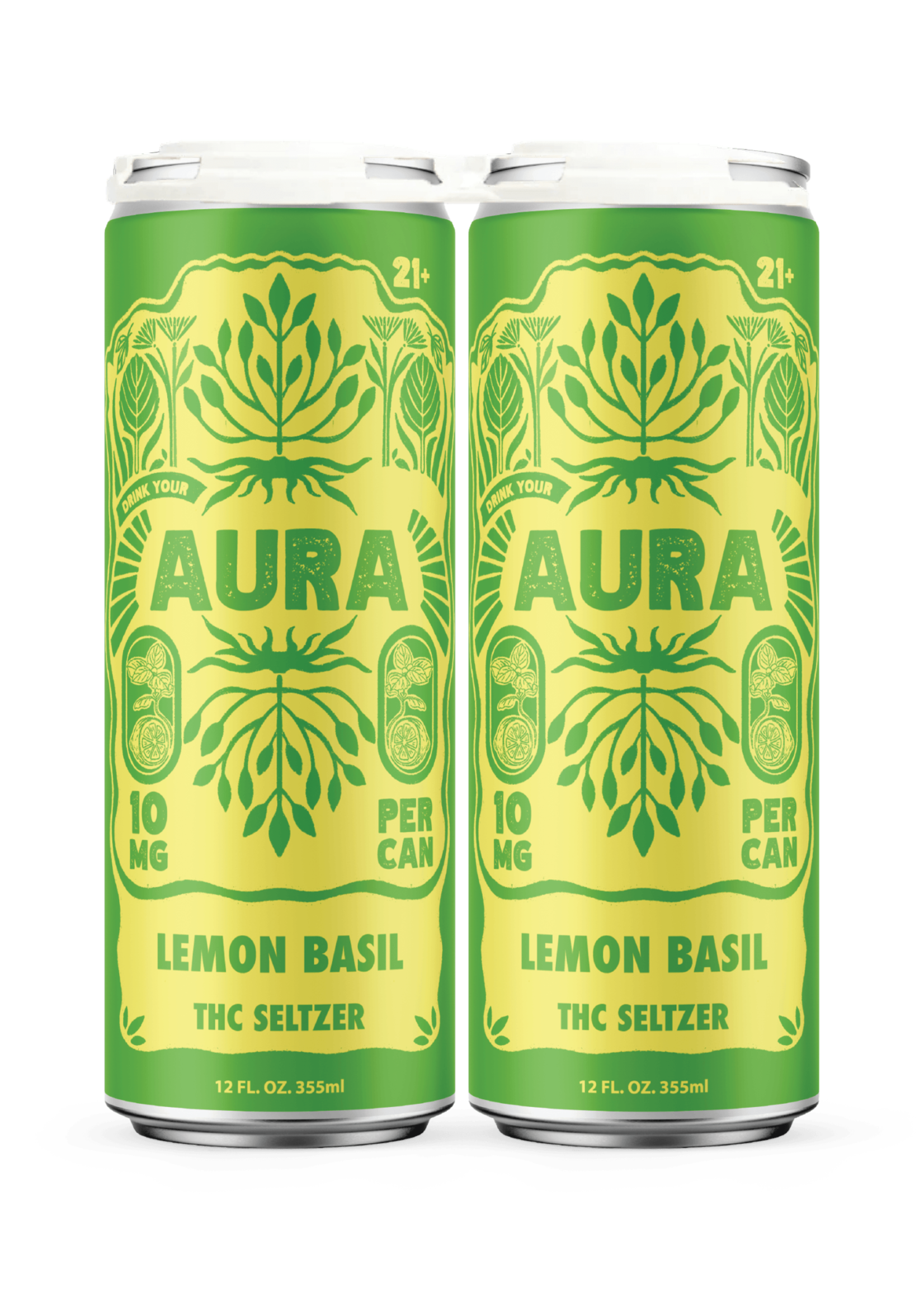Aura Aura Lemon Basil 10mg THC 4 Can