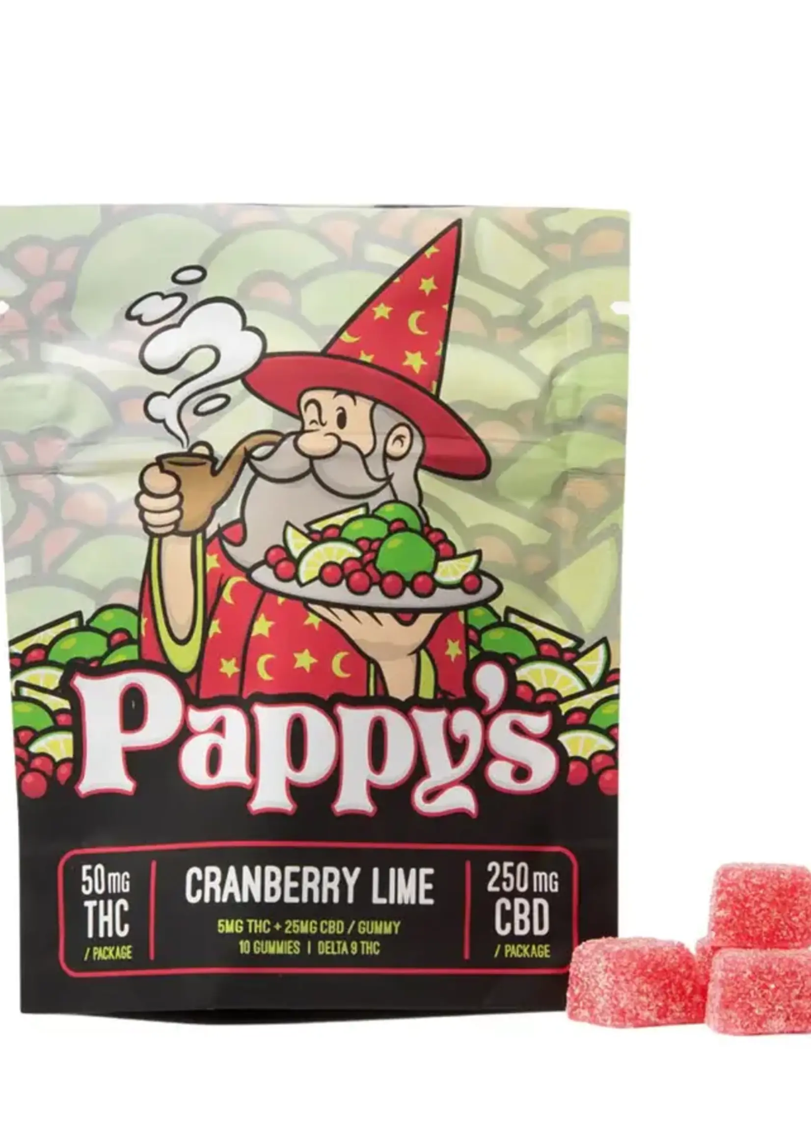 Pappy's THC Pappy's Cranberry Lime THC Gummy 50mg (5mg THC 25mg CBD/Gummy)