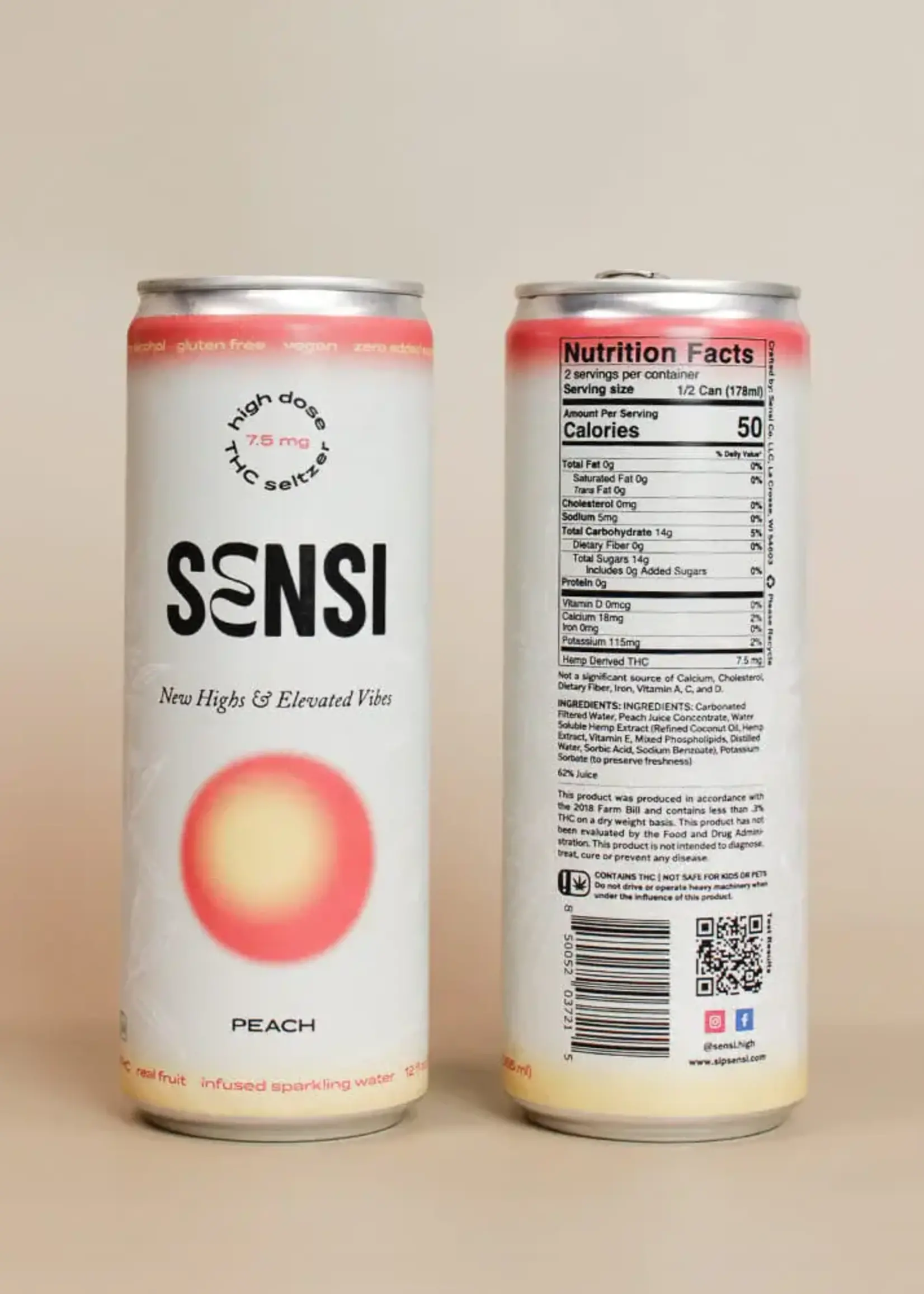 Sensi THC Sensi Seltzer Peach 7.5mg THC 4 Can